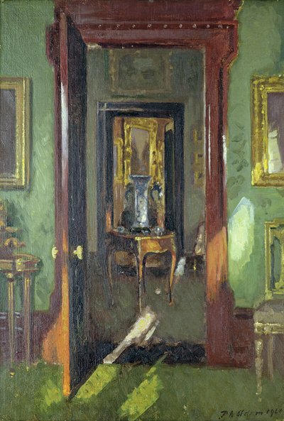 Interieur, Rutland Lodge: uitzicht door open deuren door Patrick William Adam