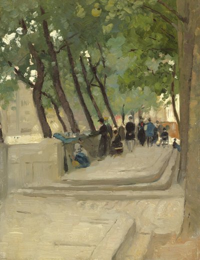 De boekenmarkt linkeroever, Parijs, ca.1900 door Patrick William Adam
