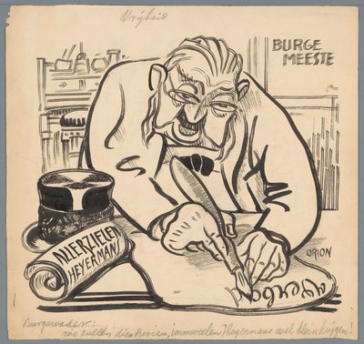 Burgemeester verbiedt Heijermans Allerzielen door Patricq Kroon (signed by artist)