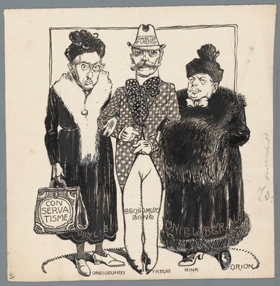 Fusie liberale partijen door Patricq Kroon (signed by artist)