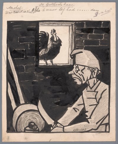 Man slijpt mes terwijl de Franse haan kraait door Patricq Kroon (signed by artist)