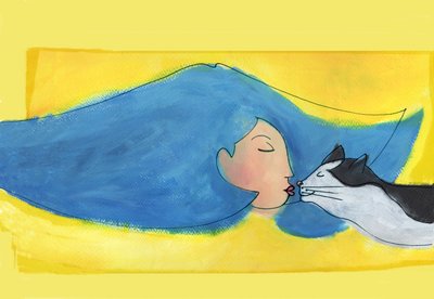 Kattenvrouw, 2025 (Acryl; digitaal) door Patrizia La Porta