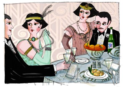 Illustratie van een wereldlijk diner in 