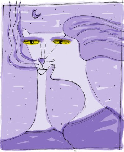 Strega del Tchesal (Chiesale): heks die in een kat verandert om mannen te bespioneren. Illustratie door Patrizia La Porta door Patrizia La Porta