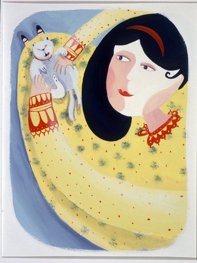 Jonge vrouw die haar kat aait - illustratie door Patrizia La Porta door Patrizia La Porta