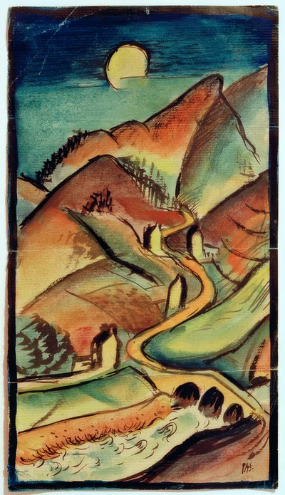 Nachtelijk berglandschap door Paul Adolf Seehaus