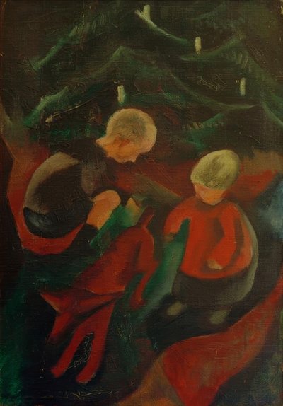 Twee kinderen onder de kerstboom door Paul Adolf Seehaus