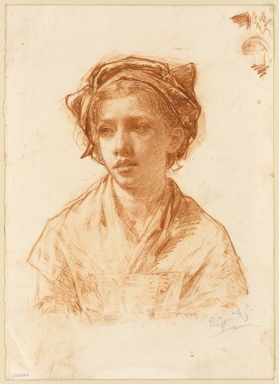 Borstbeeld van een Boerenmeisje door Paul Adolphe Rajon