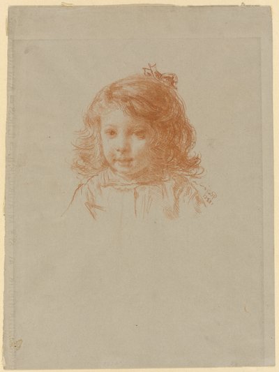 Buste van een jong meisje (recto); Profiel van een jong meisje (verso) door Paul Adolphe Rajon