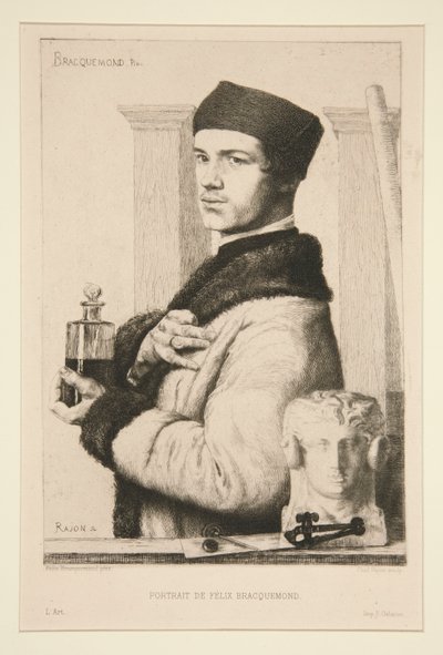 Portret van Felix Bracquemond door Paul Adolphe Rajon