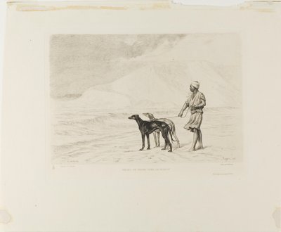 Relais van honden in de woestijn door Paul Adolphe Rajon