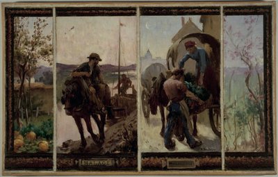 Schets voor het stadhuis van Saint-Maur-des-Fossés: Halage - Maraîchage door Paul Albert Baudouin