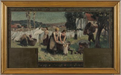 Schets voor het stadhuis van Arcueil-Cachan: Les Blanchisseuses door Paul Albert Baudouin