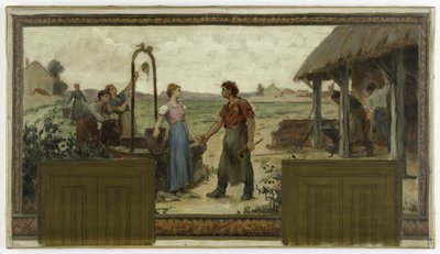 Schets voor het stadhuis van Saint-Maur-des-Fossés: Les fiançailles, in 1883 door Paul Albert Baudouin