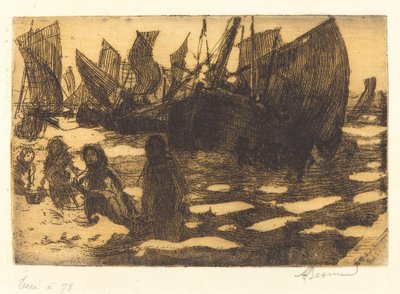 Kleine vissersboten van Berck Petites Pêcheuses de Berck, 1897 door Paul Albert Besnard