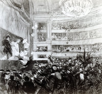 De slag om Hernani in de Comédie Française op 25 februari 1830, 1909 door Paul Albert Besnard
