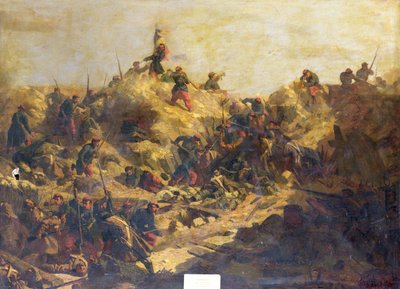 Inname van de Strategische Heuvel tijdens het Beleg van Sebastopol en de Dood van Generaal Brancion, 7 juni 1855 door Paul Alexandre Protais