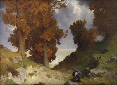 Landschap met de figuur van Clotho door Paul Alfred de Curzon