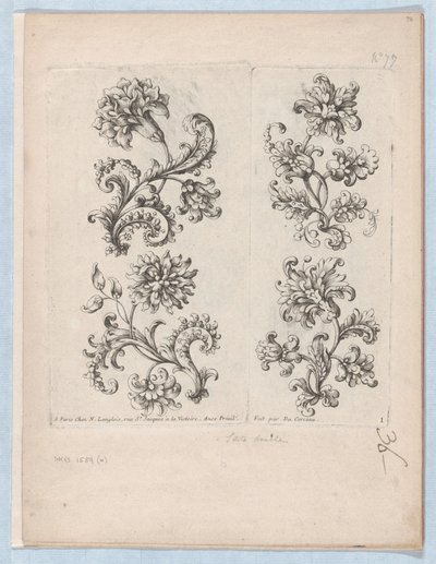 Serie van kleine bloemmotieven, plaat 1 door Paul Androuet Du Cerceau