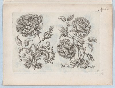 Serie van kleine bloemmotieven, plaat 5 door Paul Androuet Du Cerceau