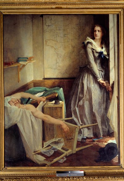 Franse Revolutie: Charlotte Corday op het moment van de moord op Jean Paul Marat door Paul Baudry