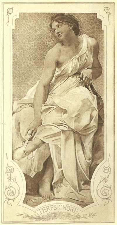 Terpsichore, muze van de koordans (fotogravure) door Paul Baudry