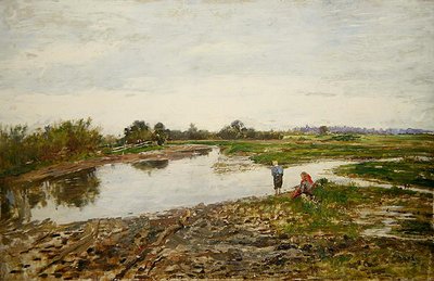 Landschap met drie figuren door Paul Baum