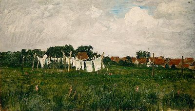 Mecklenburg, Landschap met het Stadje Schwann aan de Warrow door Paul Baum