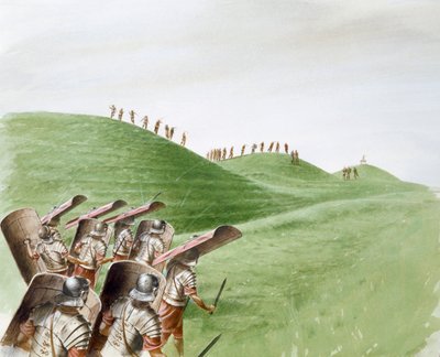 Romeinse soldaten in gevecht met Keltische stammen, 1e eeuw door Paul Birkbeck