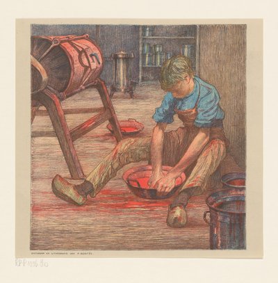 Arbeider in werkplaats door Paul Bodifée