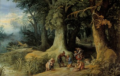 Wapenaanval in een bos door Paul Bril