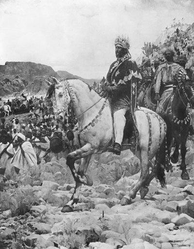 Menelik II (1844-1913) bij de slag van Adowa, 1897 door Paul Buffet