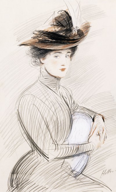 Een elegante dame door Paul Cesar Helleu