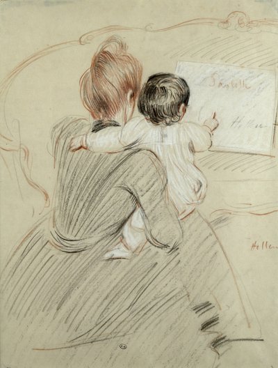 Madame Paul Helleu en haar Dochter Paulette, 1905 door Paul Cesar Helleu