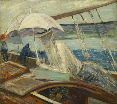 Mevrouw Helleu op zee, jacht Bird door Paul Cesar Helleu