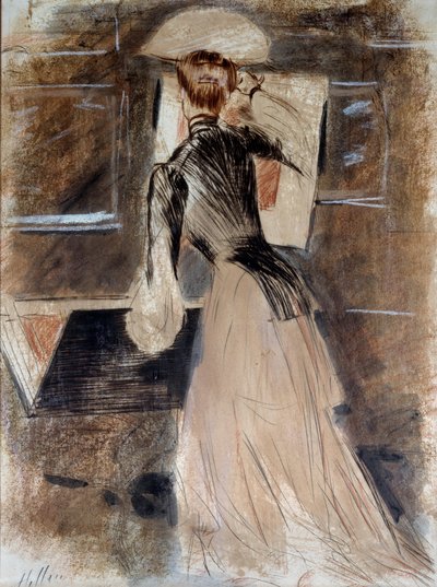 Portret van Madeleine Carlier. Paul Helleu (1859-1927), 20e eeuw. Bayonne, Musee Bonnat door Paul Cesar Helleu