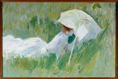Portret van Madame Helleu, echtgenote van de schilder, in het gras door Paul Cesar Helleu