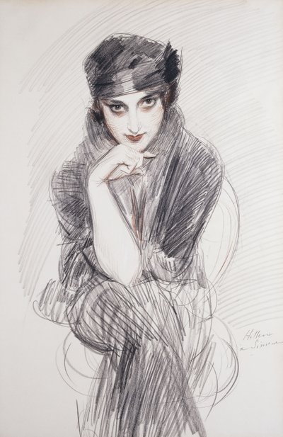 Portret van een Dame, mogelijk Mevrouw Van Cleef door Paul Cesar Helleu