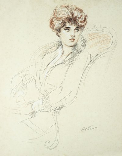 Portret van een dame, zittend door Paul Cesar Helleu