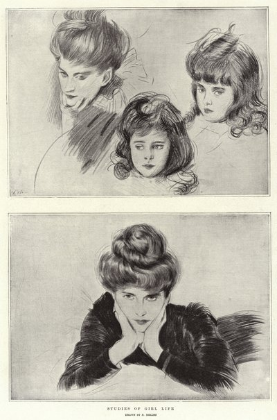 Studies van meisjesleven door Paul Cesar Helleu