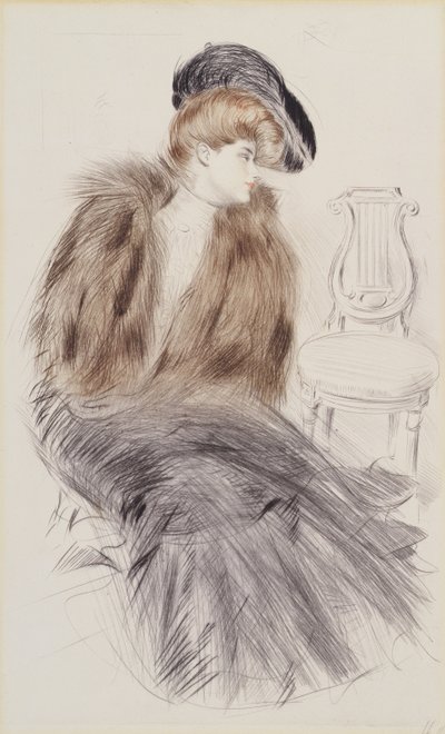 Zittende vrouw door Paul Cesar Helleu