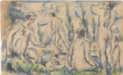Baders (recto); Landschap (verso) door Paul Cézanne
