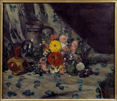 Boeket met gele dahlia door Paul Cézanne