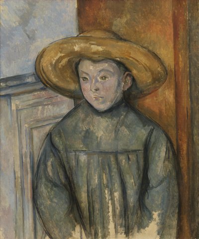 Jongen met een strohoed door Paul Cézanne