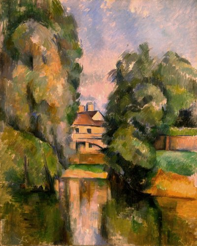 Landhuis bij een rivier door Paul Cézanne