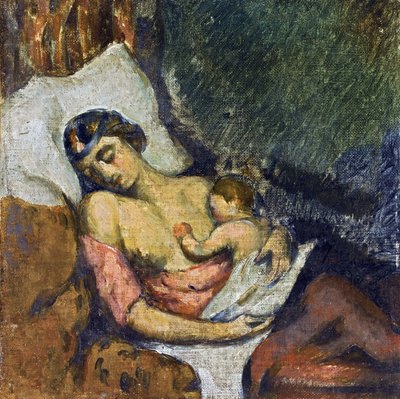 Hortense die Paul borstvoeding geeft door Paul Cézanne