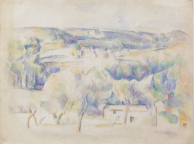 Huis en bos, ca. 1890 door Paul Cézanne