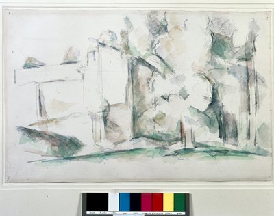 Huis door de bomen door Paul Cézanne