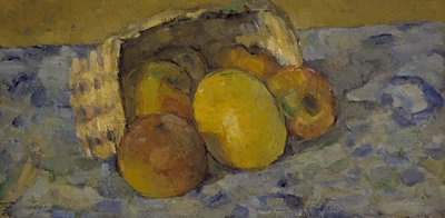 Omgevallen mand met fruit door Paul Cézanne