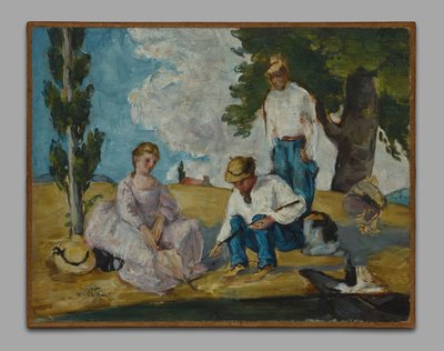 Picknick op een rivieroever door Paul Cézanne